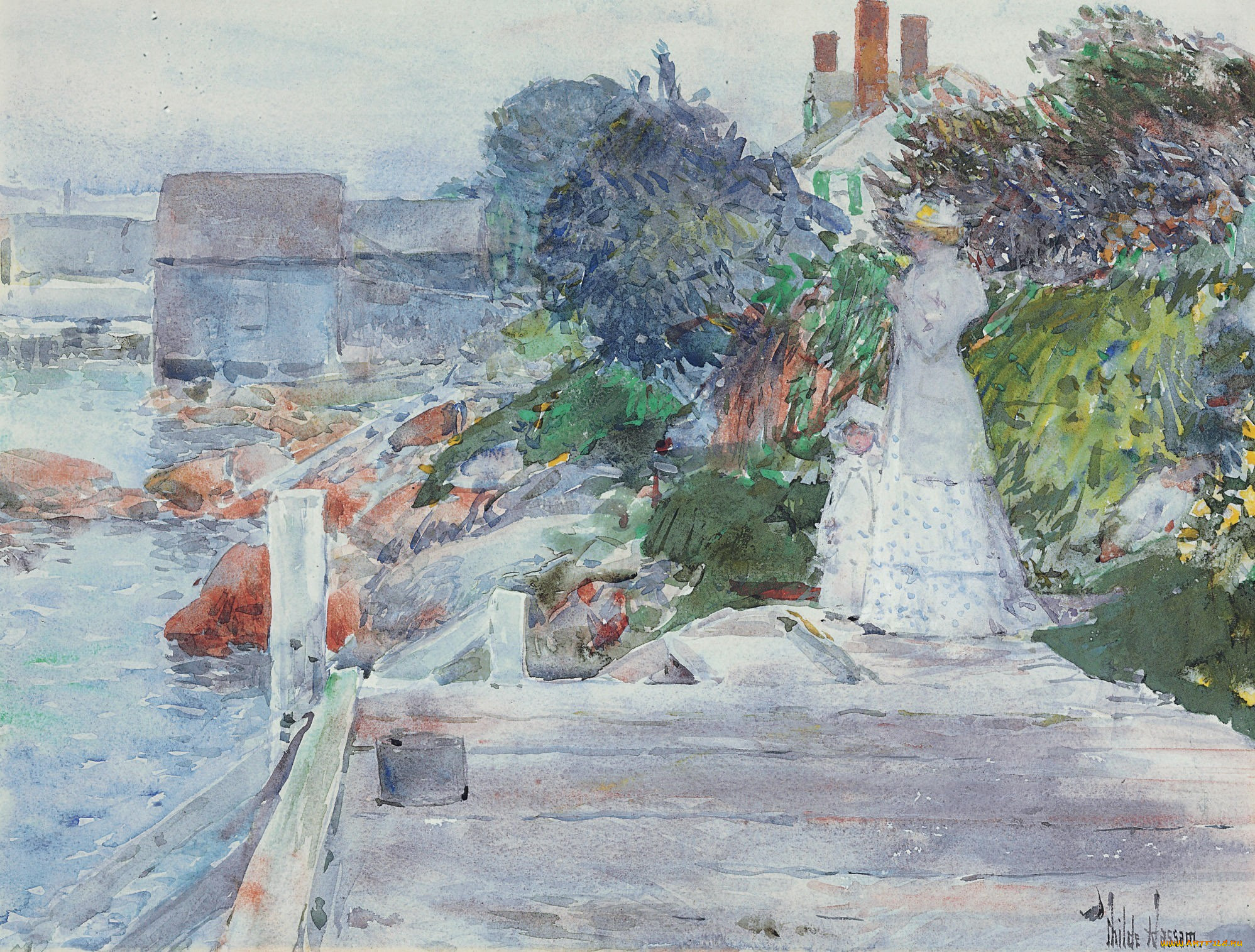 ocean front gloucester massachusetts, , frederick childe hassam, , , , 